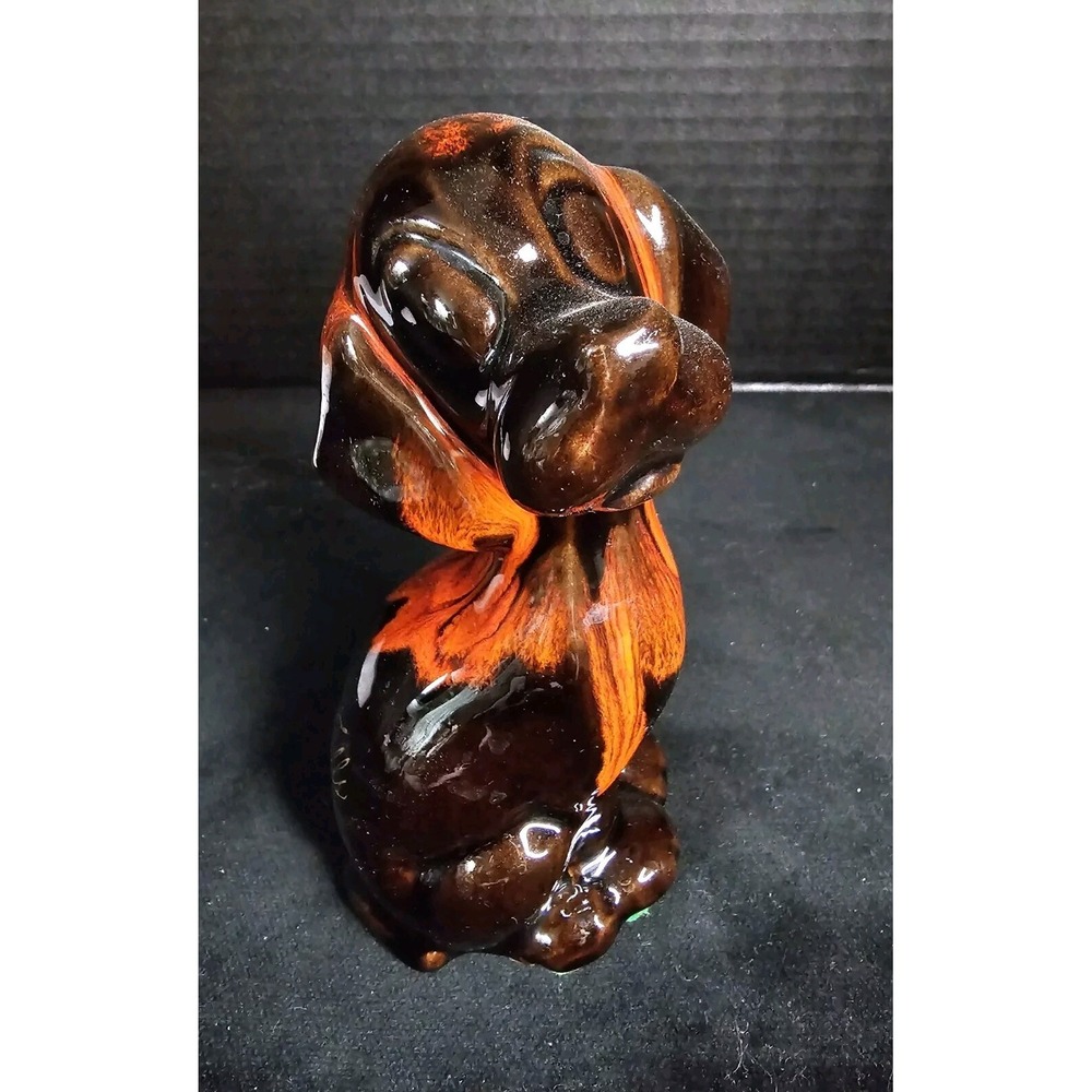 Vintage Canuck Evangeline Pottery Hound Dog Orange Drip Glaze Niagra Falls - Picture 8 of 8